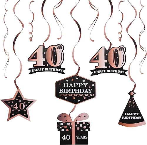 Miniatura 236 de LINGTEER Happy 65th Birthday Decorations Set - 12Pcs Black & Gold Swirls Streamer,Happy Birthday Bunting Banner,Cheers to 65 Years Old Bday Party