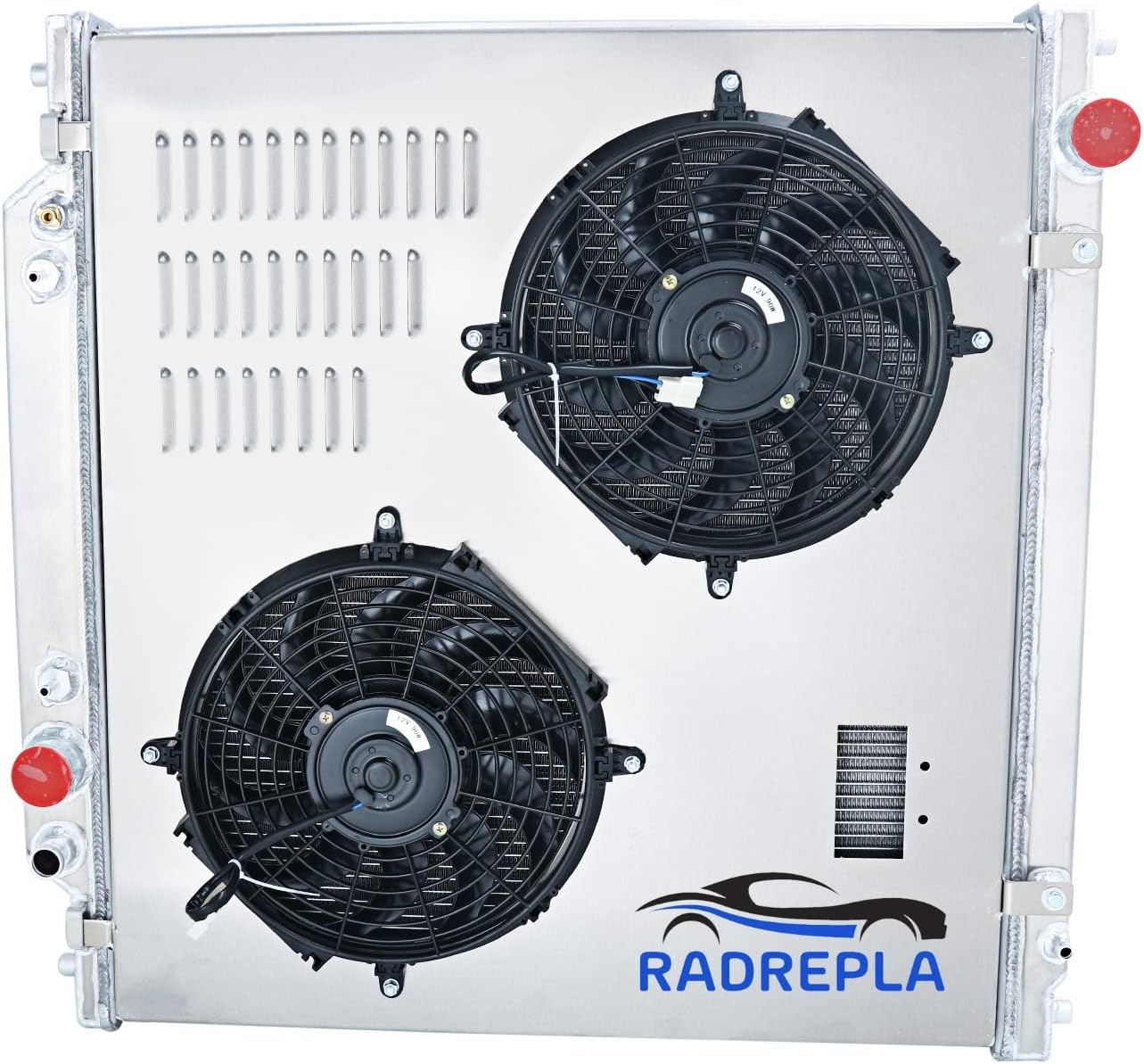 4 Row Aluminum Radiator For 1999-2005 Ford F250 F350 F450 F550 Super Duty 6.8L/7.3L V8 Powerstroke Radiador 2000 2001 2002 99 01 02 03 04 05 Radiators Shroud 2x12" Fans Thermostat Relay Kit