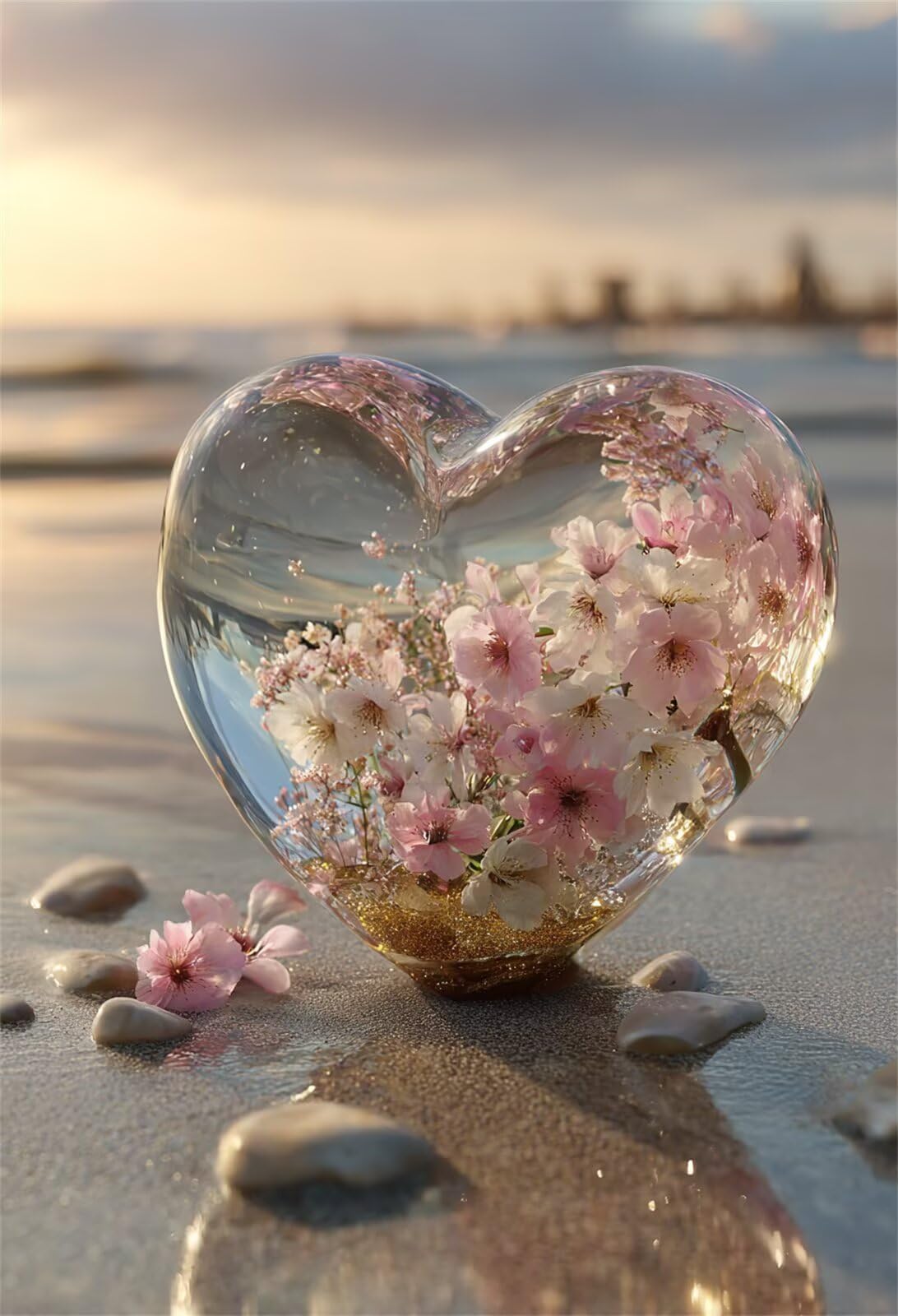 Puzzle 1200 Pezzi per Adulti Fiore Forma Cuore Sulla Spiaggia Gioco Educativo Divertimento Impossible Difficile Puzzle per Adulti 1200 Pezzi 75 x 50 cm