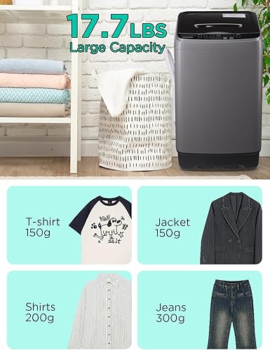 Miniatura 4 de Lavadora de 17.7 libras con bomba de drenaje, lavadora automática completa con 10 programas de lavado, 8 niveles de agua para el hogar, apartamento,