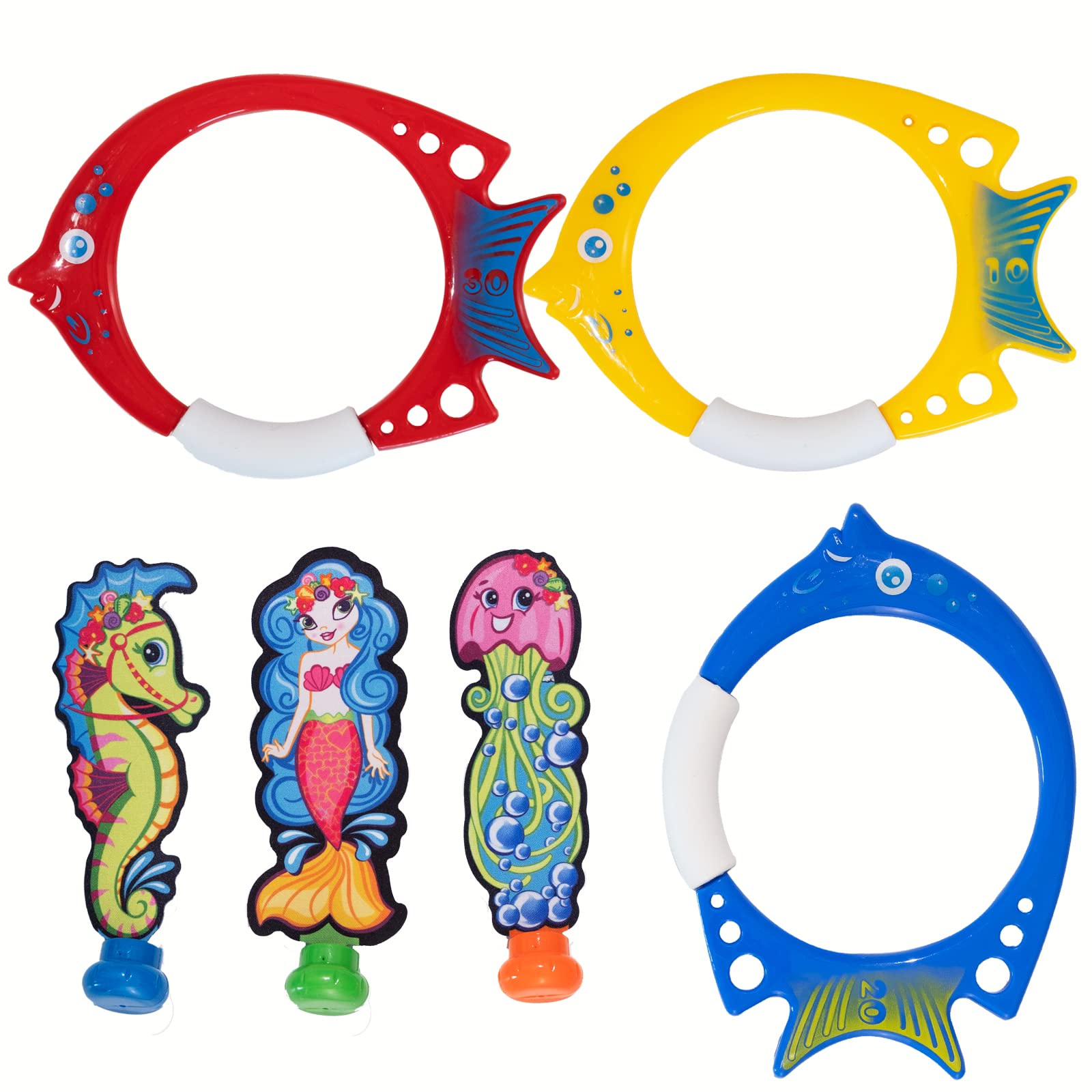 NEALMARTDiving Pool Toys, Swimming Pool Toys, Underwater Toys Set, Includes Fish Dive Sticks and Swimming Mermaid for Kids and Gift for Kids, Swimming Train, Fun for Summer