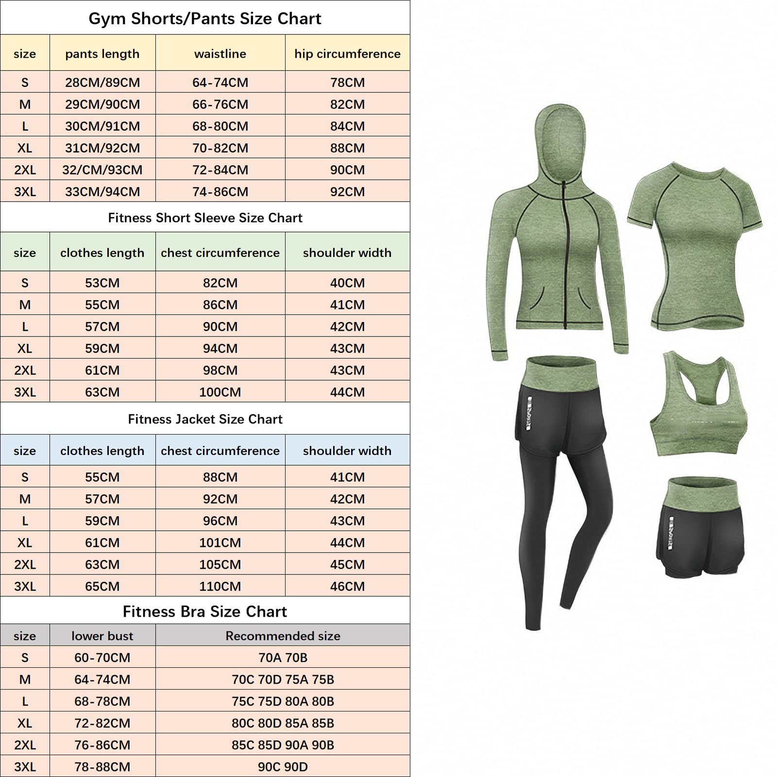 Tuta da Fitness da Donna in 5 Pezzi, Abbigliamento da Palestra per Principianti di Yoga, Leggings Casual ad Asciugatura Rapida da Corsa Primaverili per l'uso Quotidiano