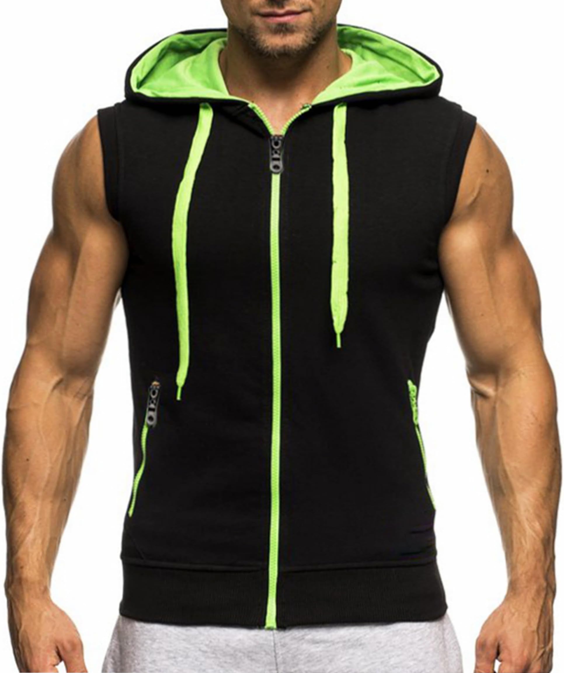LemonGirl Men's Bodybuilding Sleeveless Hoodie Gym Tank Top