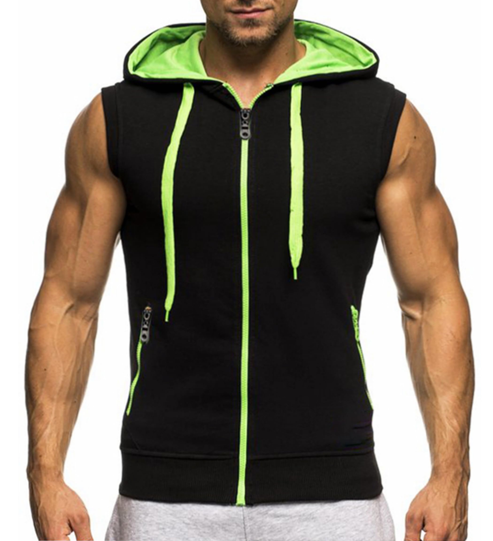 LemonGirl Men's Bodybuilding Sleeveless Hoodie Gym Tank Top