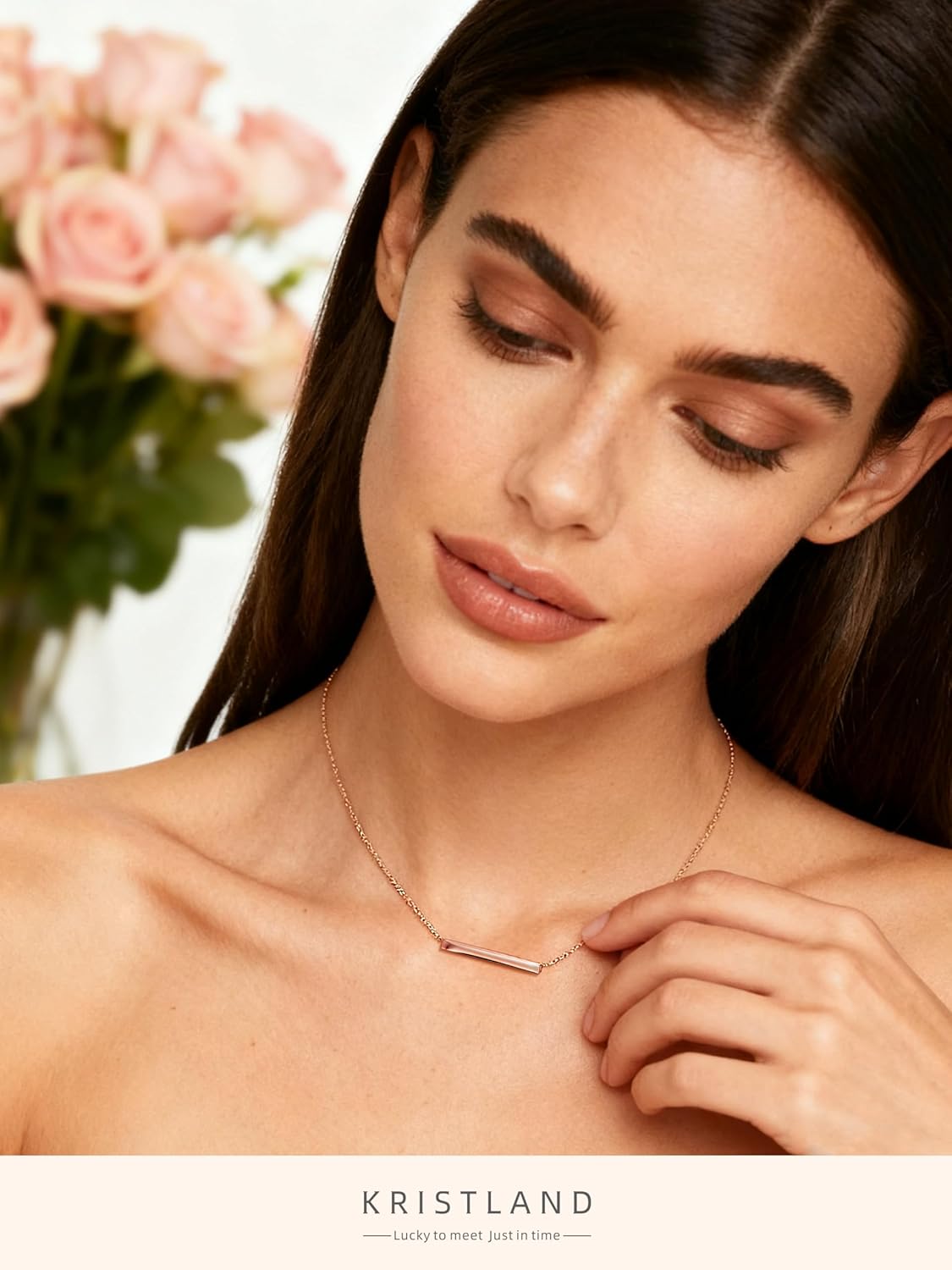 Women Bar Necklace Dainty 18K Gold Plated Simple Design Solid Circle, Heart Choker Chain Silver Necklaces for Women - Image 4