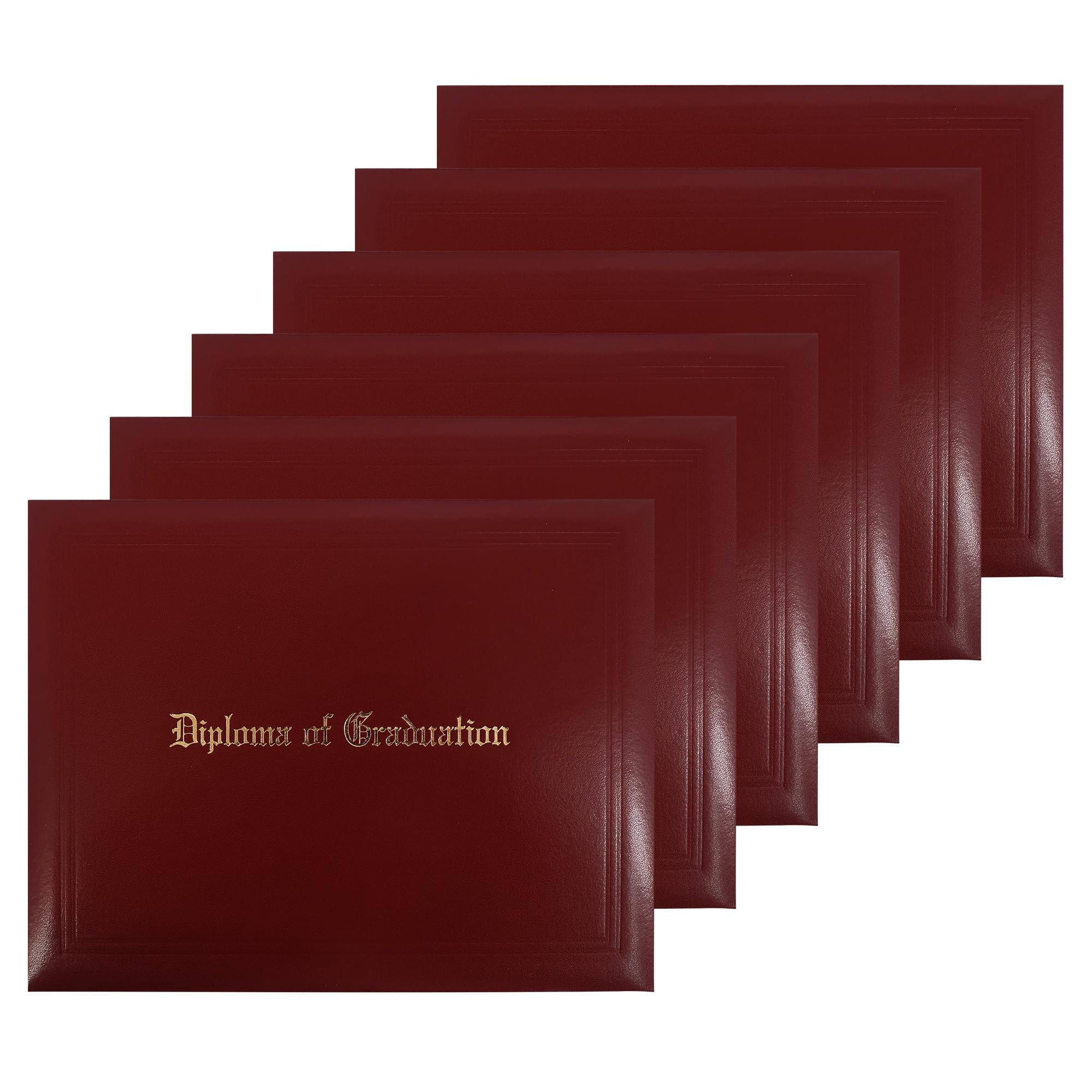 GraduationMall Imprinted Diploma Cover for Certificate 8.5''x 11'' Red,6-Packs