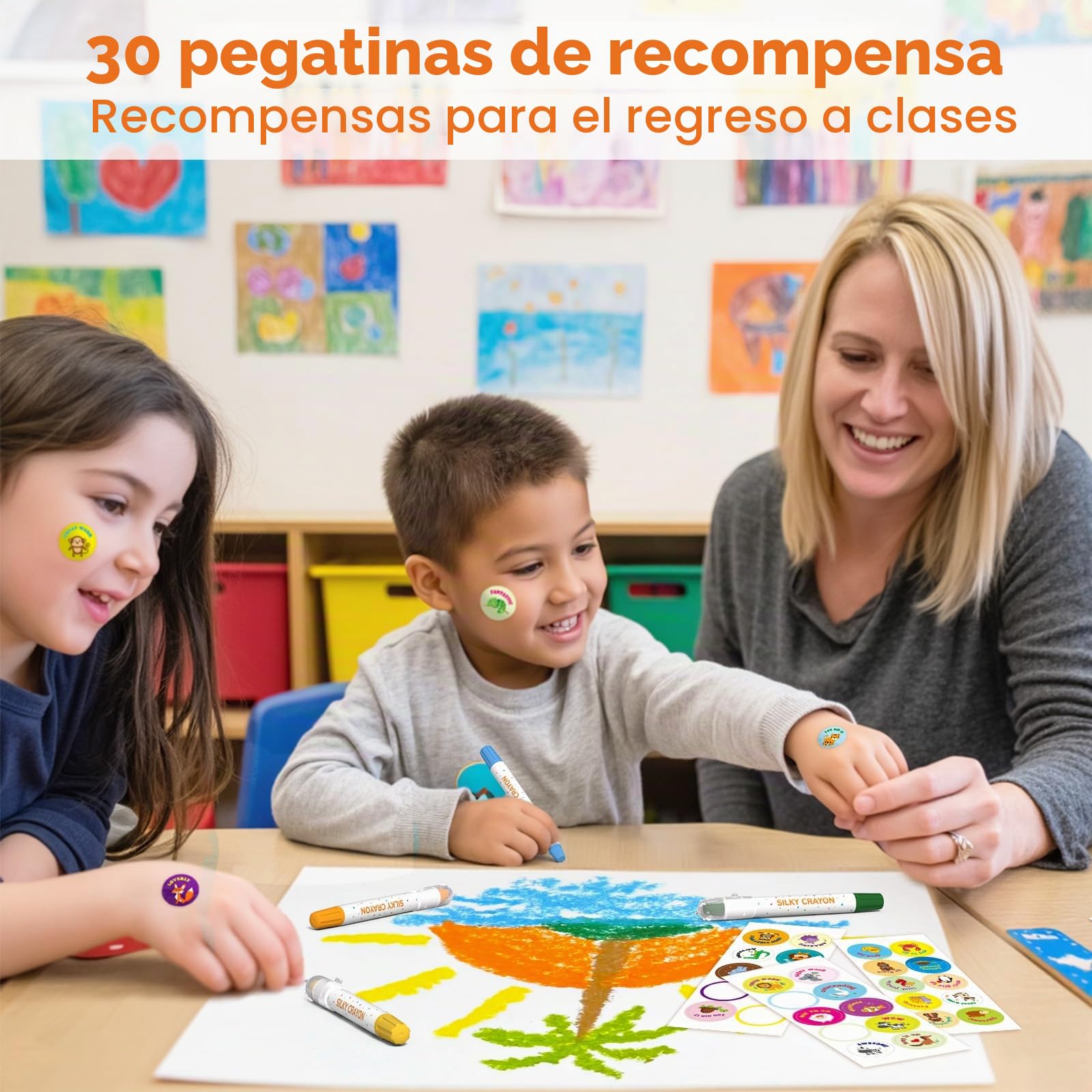 JUPITEARTH 36 crayones de colores para niños pequeños de 1 a 3 años y niños de 4 a 8 años, crayones lavables no tóxicos de 2 a 4, suministros de arte ultra sedosos de fácil agarre, regalo ideal para