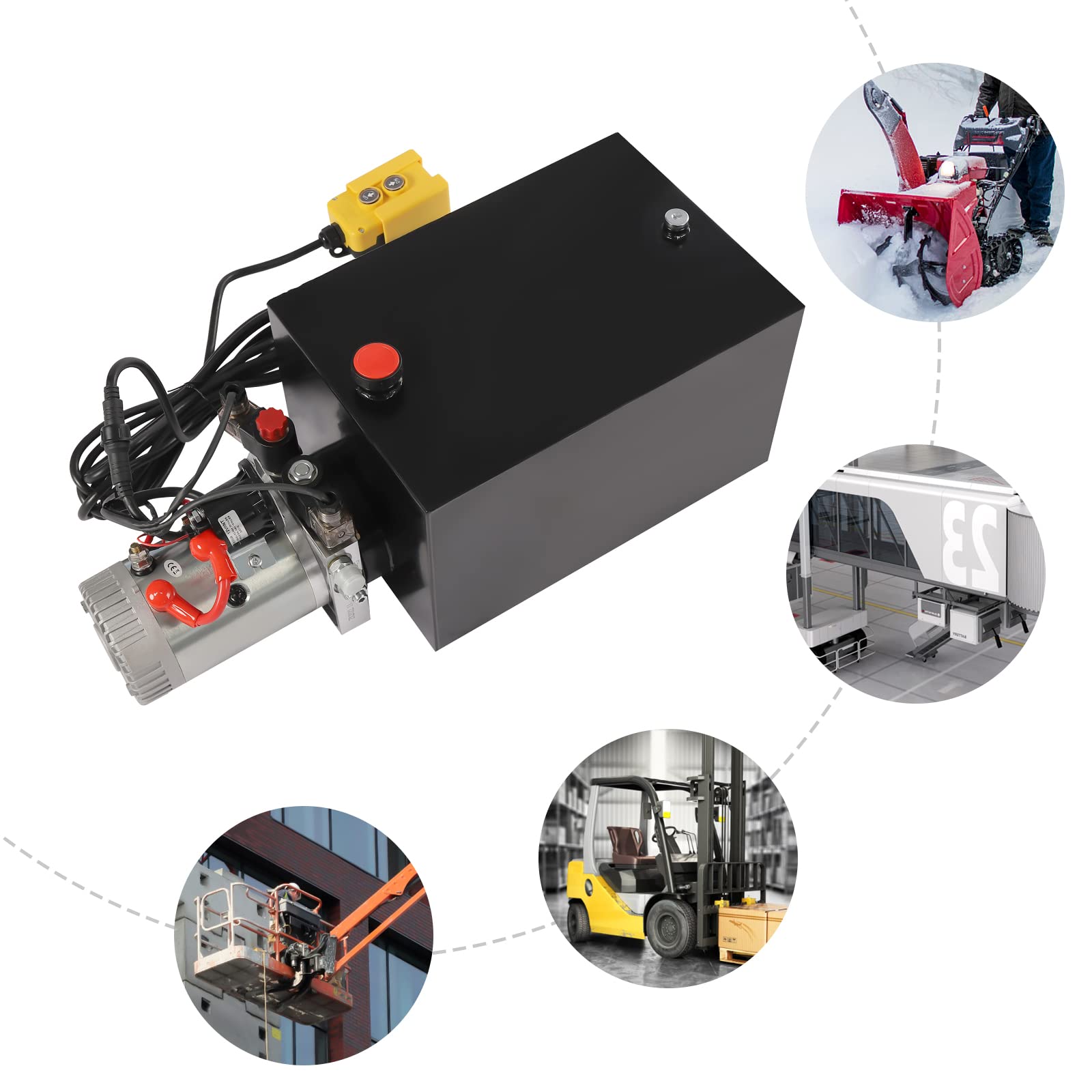 GEYOPMID Power Unit, 20 Quart Hydraulic Power Unit 2850R/MIN Horizontal Hydraulic Pump (DC12V Double Action Powering Unit, 9/16''(SAE6) Ports, 16MPa Release Pressure)