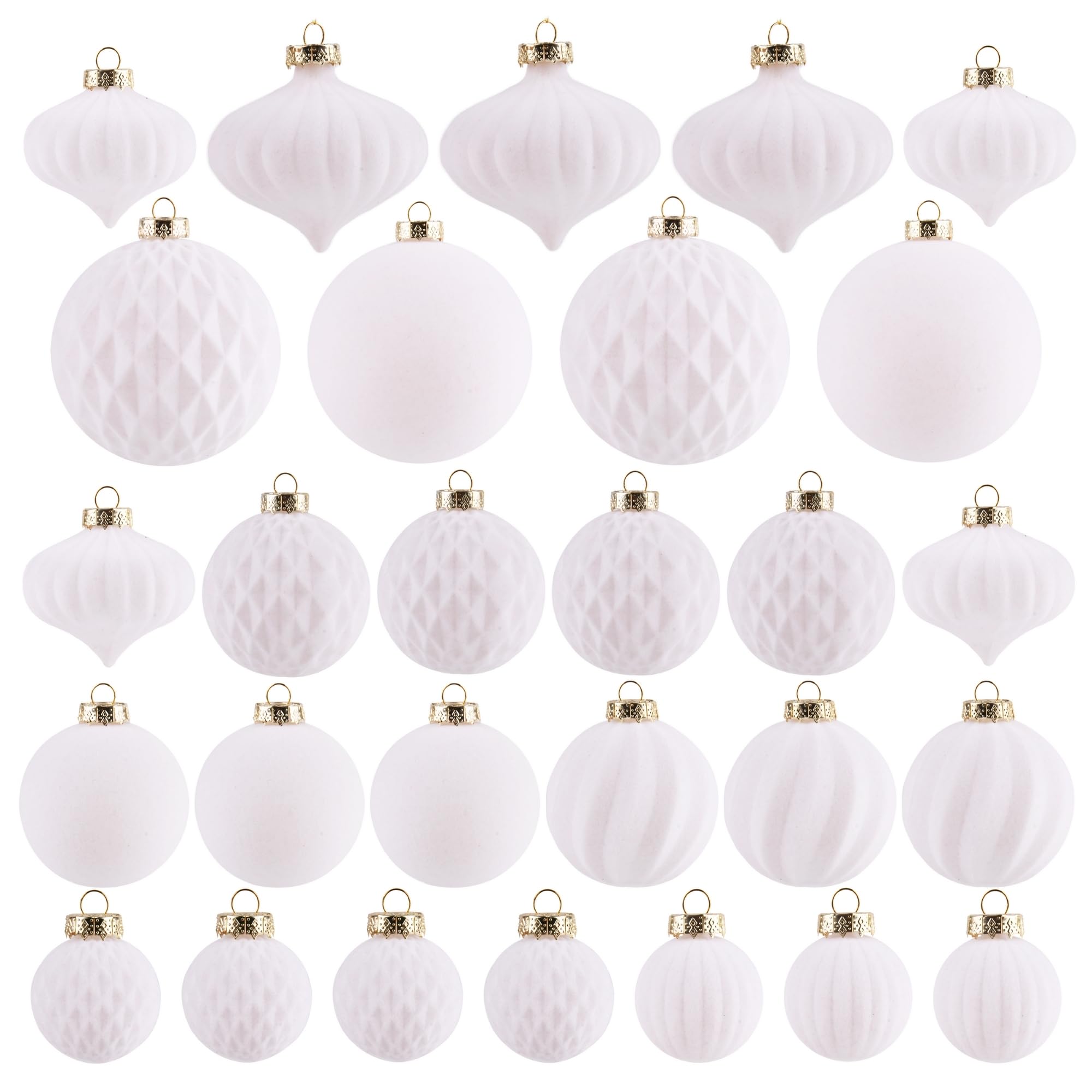 Boules de sapin de Noël floquées en velours blanc pour une ambiance de fête en famille