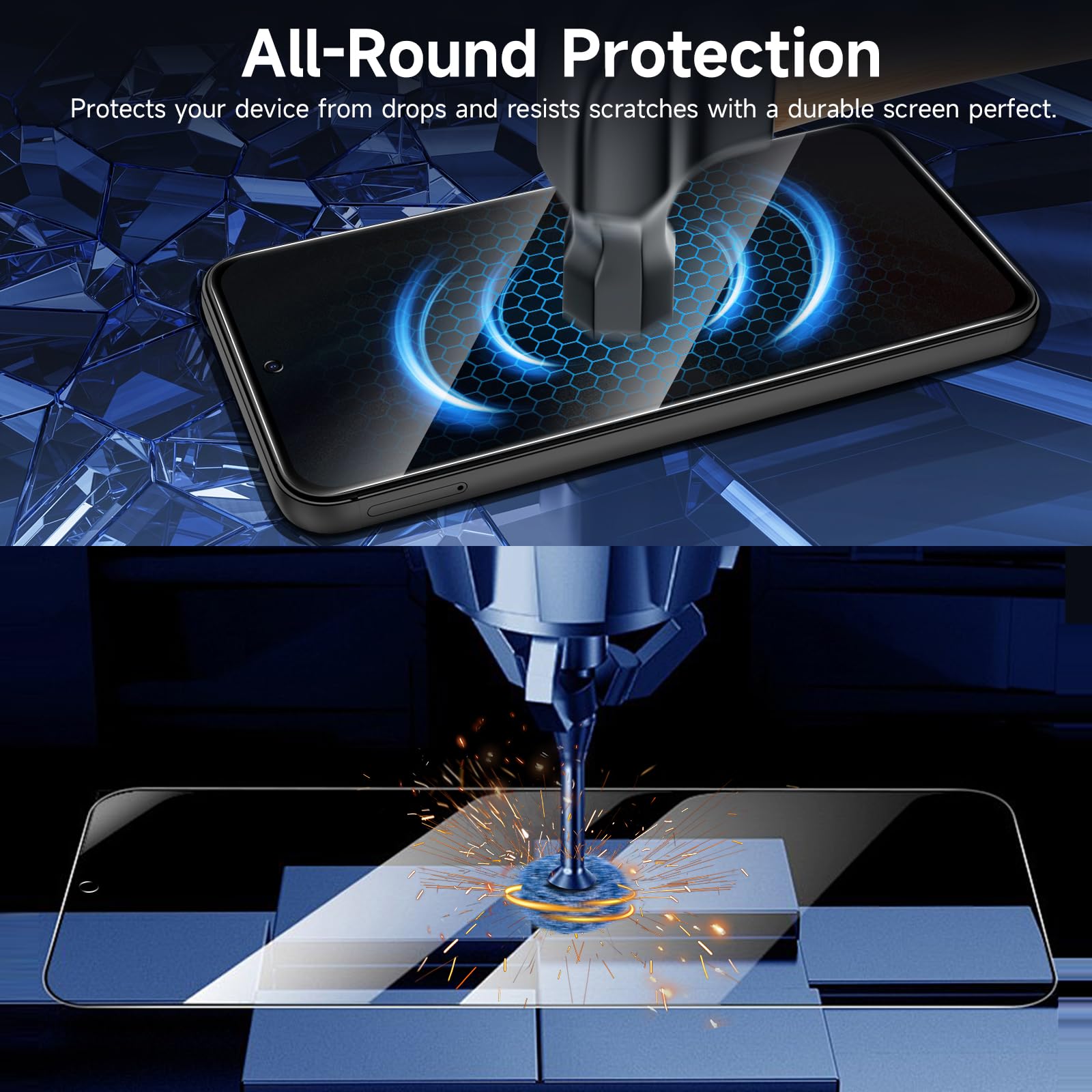 [Paquete de 2+2] Protector de pantalla de privacidad para Samsung A55 5g – Paquete de 2 películas de privacidad + 2 unidades de lente de cámara de vidrio templado, [100% de capacidad de