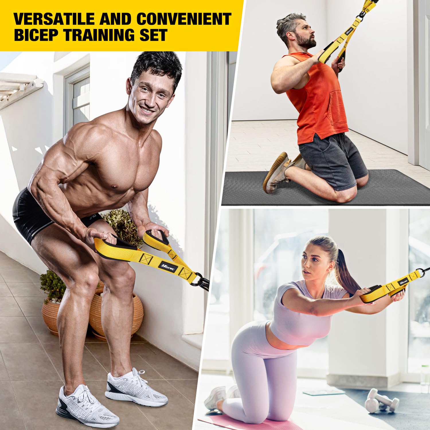 HOXWC Fasce di resistenza per palestra domestica, bande di resistenza con maniglie, ancoraggio per porta, attacco per tricipiti, cavo per flessioni, bicipiti, scolpire tricipiti, braccia, schiena