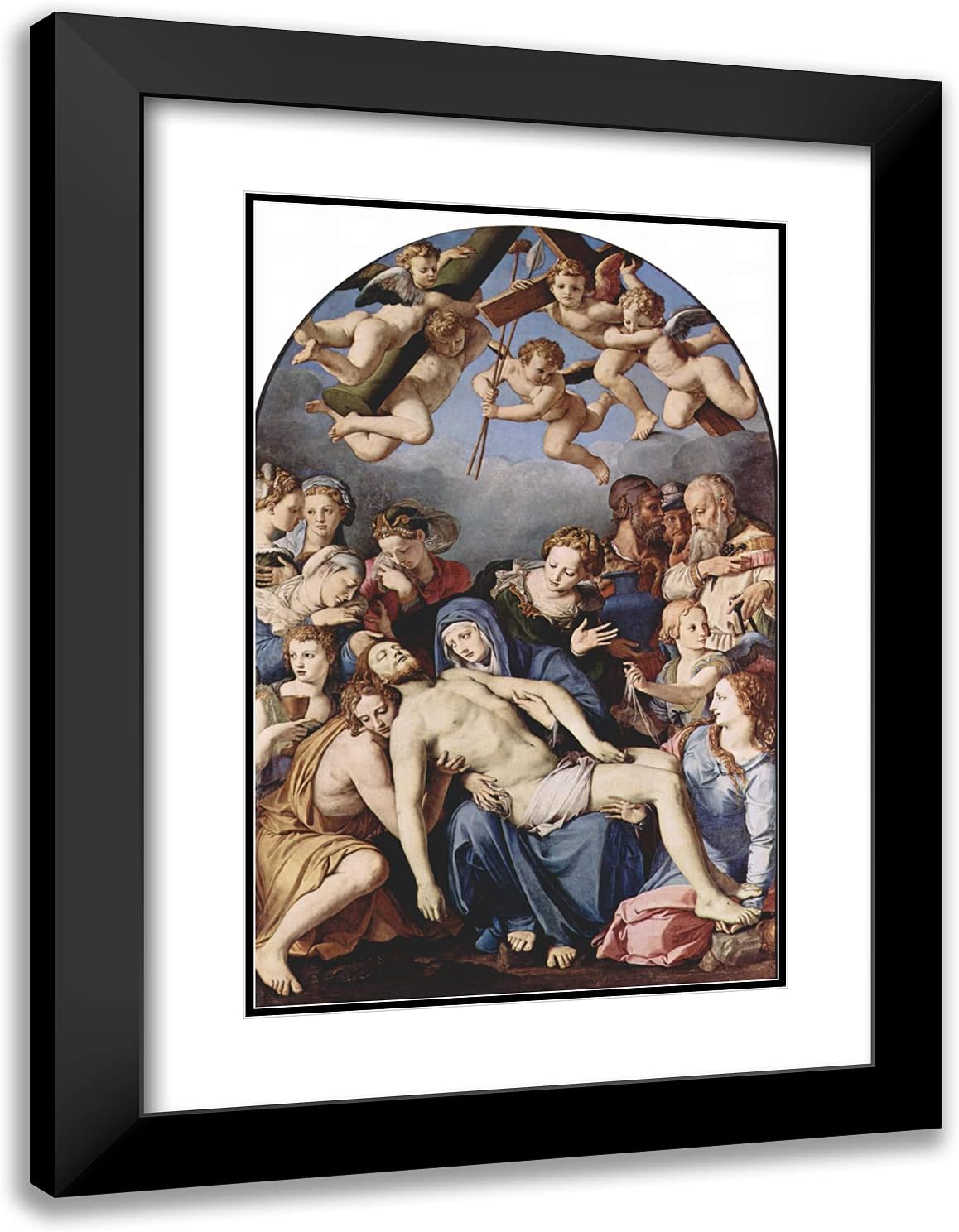 ArtDirect Bronzino, Agnolo 18x24 Gold Ornate Framed Art Print with Double Matting Titled: Deposition from the Cross