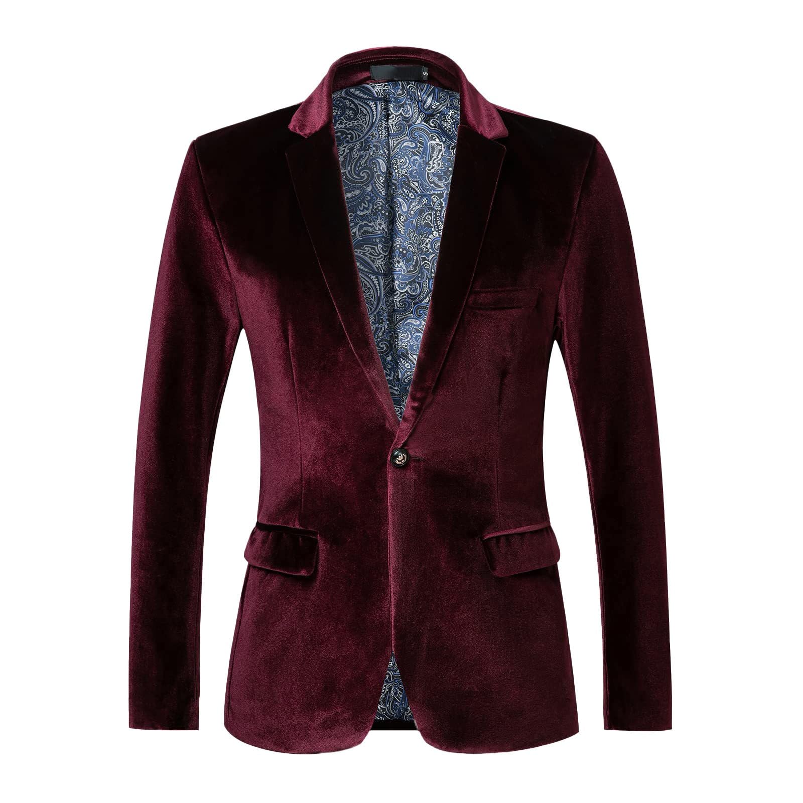 Blazer de terciopelo para hombre, chaqueta de un botón para mujer, chaqueta