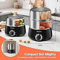 Vista 6 de Hard Boiled Egg Cooker - CACHOO 14-Egg Rapid Stainless Steel Egg Boiler with 30-Min Timer & Auto Shut Off, Compact Electric Vegetable Steamer for