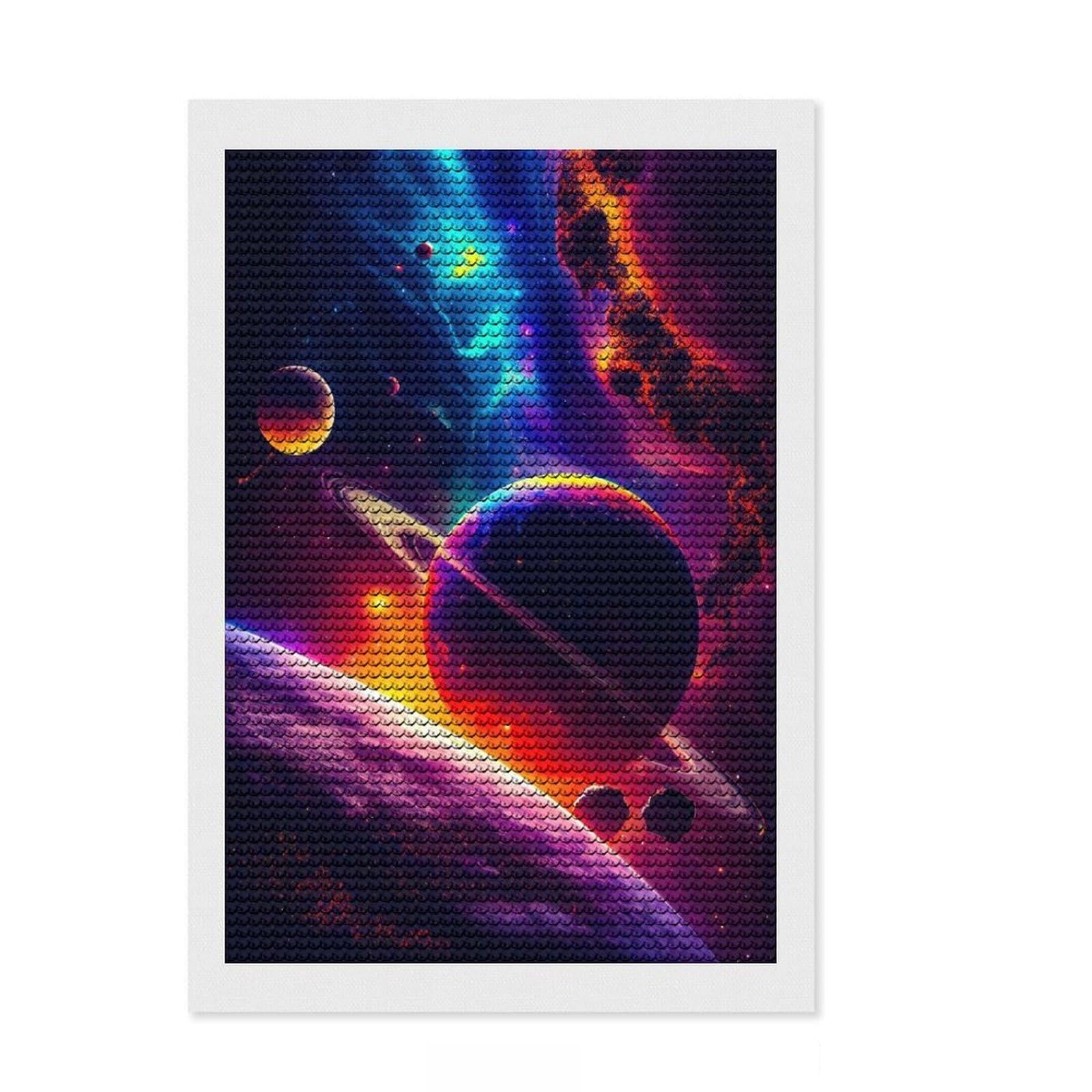Junmoney Heliosphere Diamond Art Canvas 8"x12", for Creative Relaxation, Easy Handmade Project, Office Decor, Christmas Gift