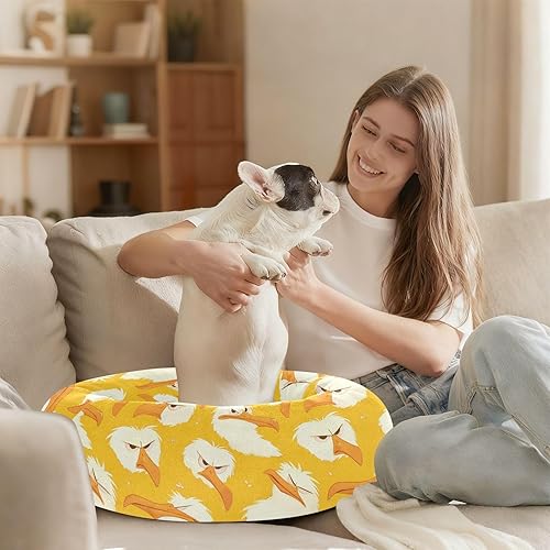 Miniatura 8 de Wudan Pet Cat Beds Calming Anti Anxiety Fluffy Dog Pillow Bed for Extra Small Size Pets Supplies S Cartoon Albatross Yellow