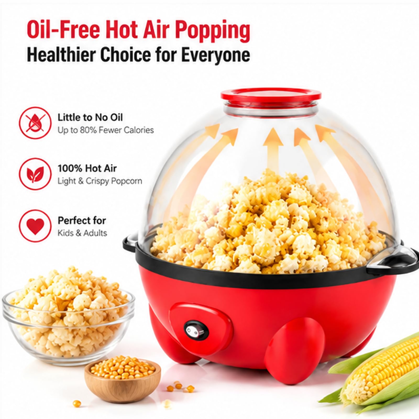 700W elektryczny popcorn maker, pojemność 5L | Włącznik/wyłącznik, łatwa w czyszczeniu powierzchnia, automatyczne mieszanie maszyny do popcornu do kina