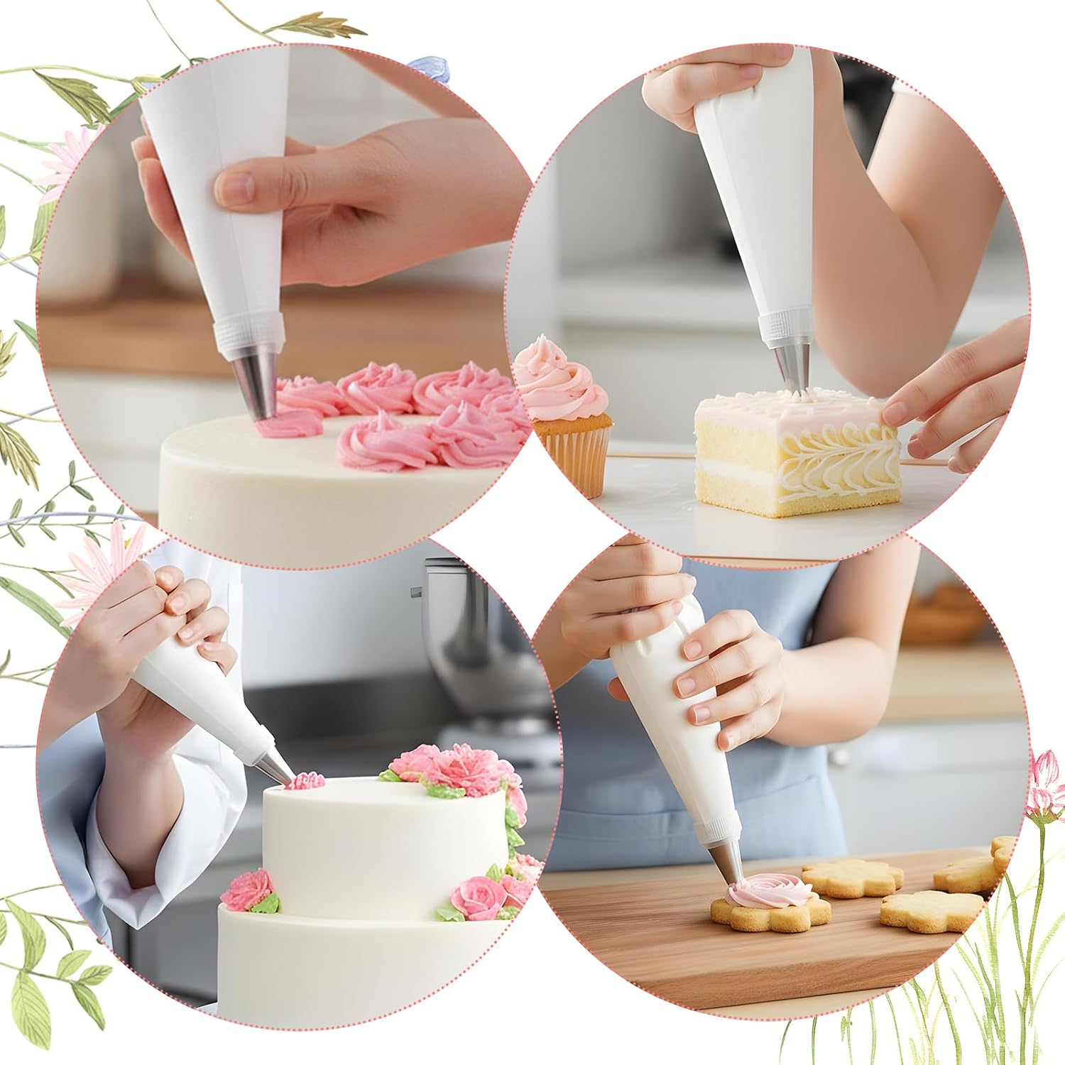 6 Pack 24 Inch Reusable Piping Pastry Bags Large Canvas Cake Decorating Bags with Plastic Coating for Frosting, Icing, Cupcakes, Cookies
