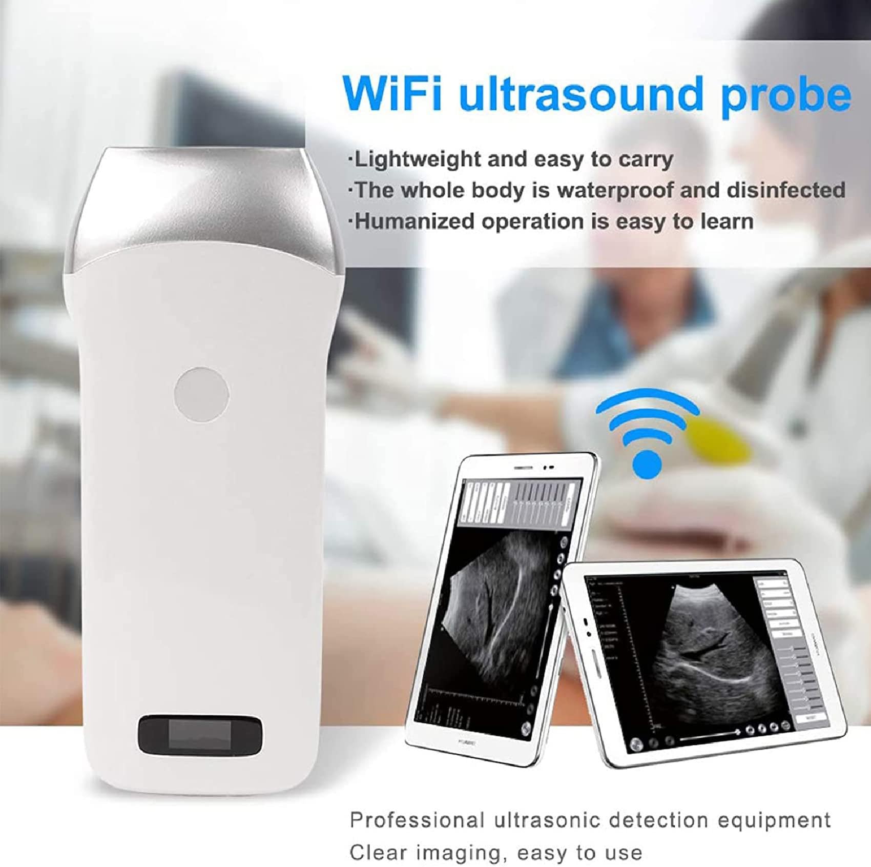 Scanner Portatile Wireless a ultrasuoni, sonda per Strumenti diagnostici di Gravidanza veterinaria, Smartphone compatibili, Tablet, per suini e Ovini