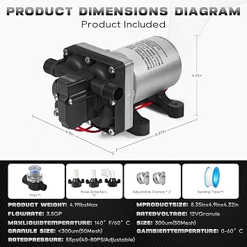 12V RV Water Pump 4008-101-A65/E65 | 3.0 GPM - 55 PSI | Camper RV Water Pump | Self-Priming & Quiet Diaphragm Pump | Thermal Protection & Dry Run Safe (Upgrade 4008-101-A65/E65)