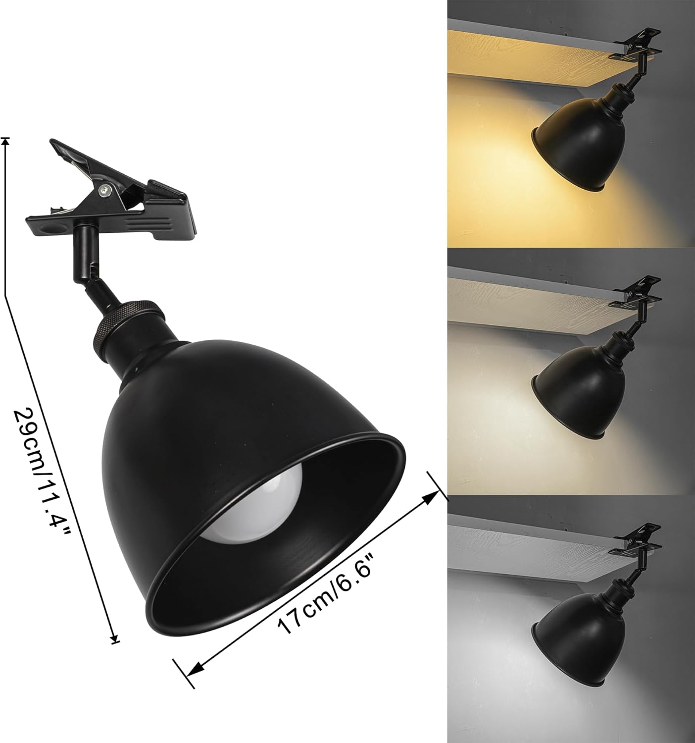 Rechargeable Battery Dimmable Black Metal Clamp Light No Wire Remote Timing LED Clip Lighting Vintage Design for Bedsides Shelf Bookshelf Splint Billboards