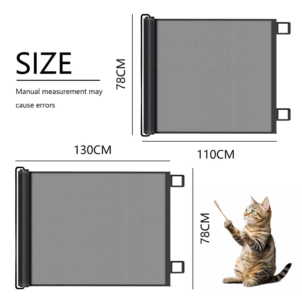 Barriere de Securite Retractable pour Bébés Enfant et Chiens, Extensible Barriere de Securite Chien Chat, pour Escaliers, Couloirs, Intérieur et Extérieur - Noir, 130 * 78cm