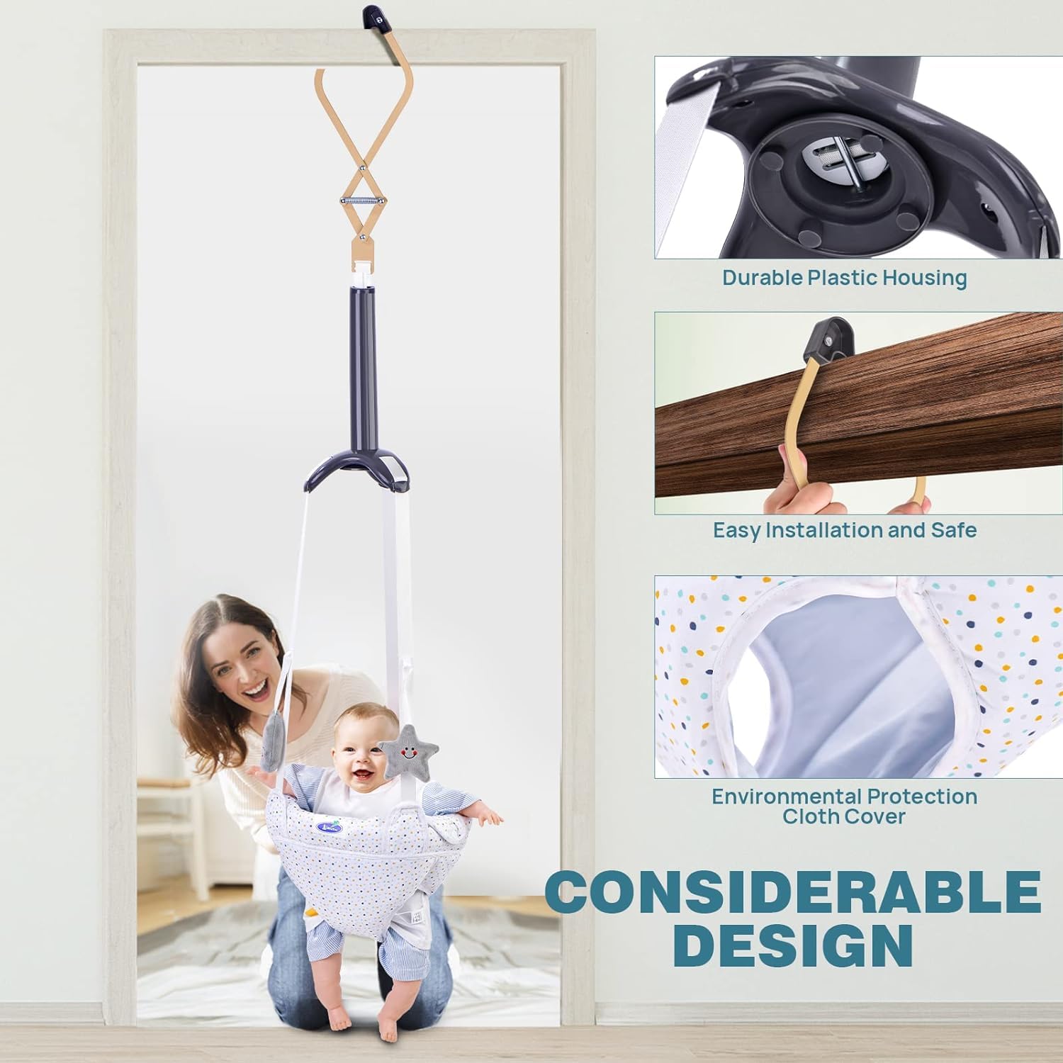 Ritmo Doorway Jumper | Baby Doorway Jumper - Baby Jumper and Bouncer with Adjustable Strap, Baby Exerciser for Active Babies, Fun Baby Jumping Bounce Swing - Image 5 thumbnail