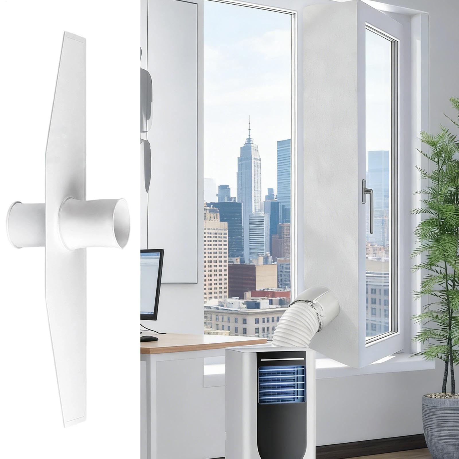 Portable AC Window Vent Kit – Waterproof Zipper Opening Insulation Panel | Portable AC Unit Window Kit | For Indoor Home Kitchen Bedroom Apartment Garage Basement Saving Climate Control Use