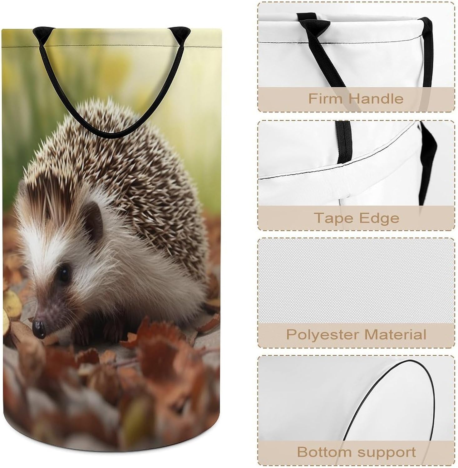 Hedgehog Laundry Basket Freestanding Laundry Hamper with Handles Waterproof Dirty Clothes Hamper Collapsible Washing Bin Aesthetic Clothes Basket for Bathroom Bedroom Dorm
