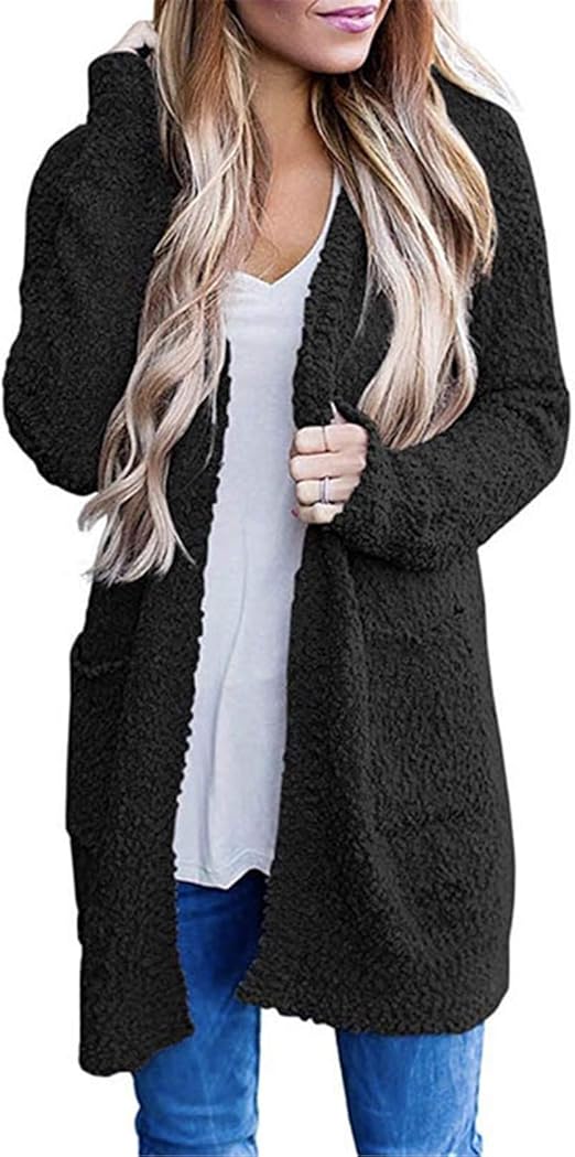 Fleece Cardigan Women Long Sweater Female Loose Casual Soft Cardigans