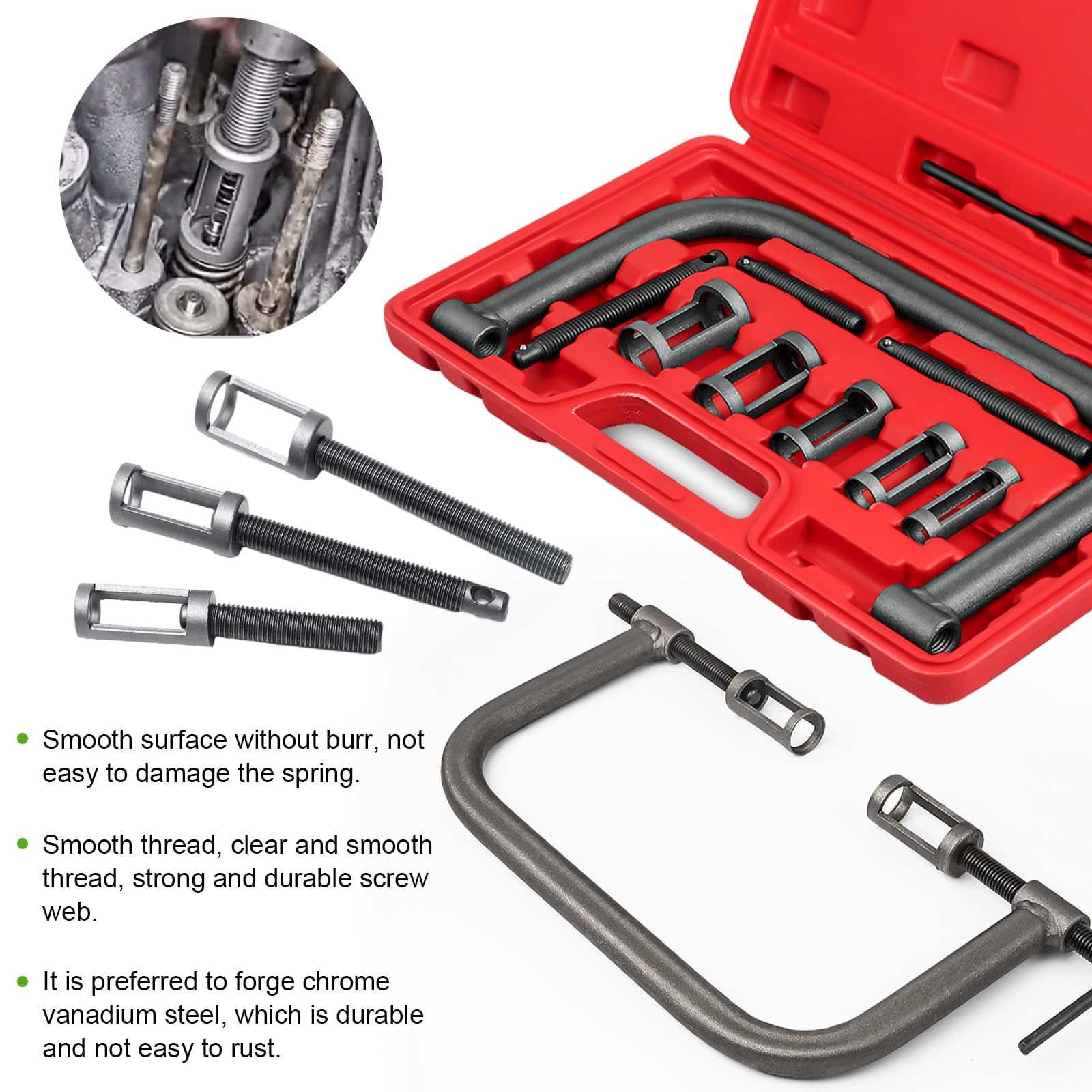 12 Pezzi Compressore Molle della Valvola Kit, Compressore Molla Valvola con Parti di Macinazione della Valvola, Compressore Auto Accessori, Kit Attrezzi Moto, per Moto Furgoni Auto