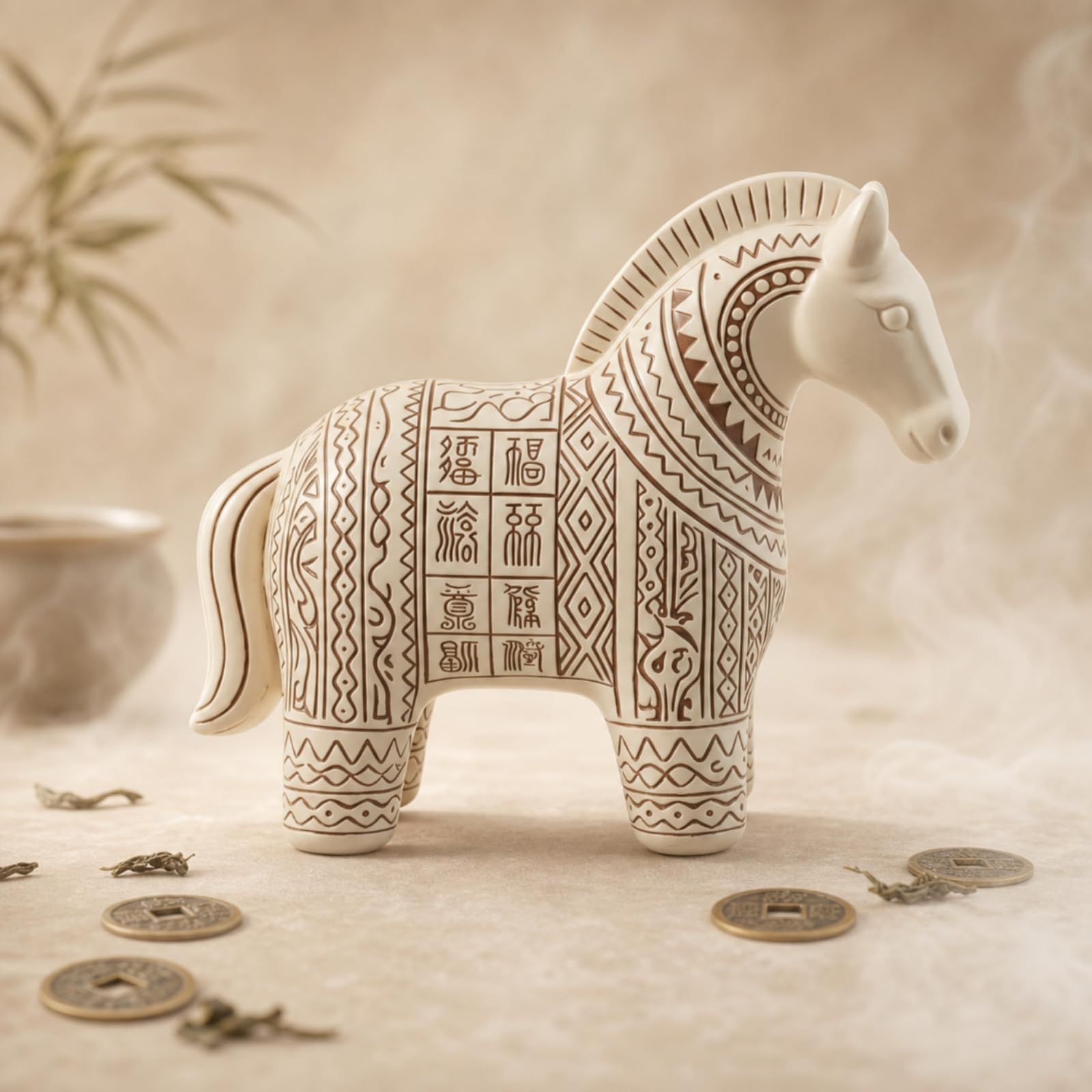 1 Pezzo Statua Cavallo Figurina Cavallo Scultura Cavallo Ornamento Cavallo in Resina Folk Tradizionale E Linee Eleganti Adatto per Vetrina D Arredo