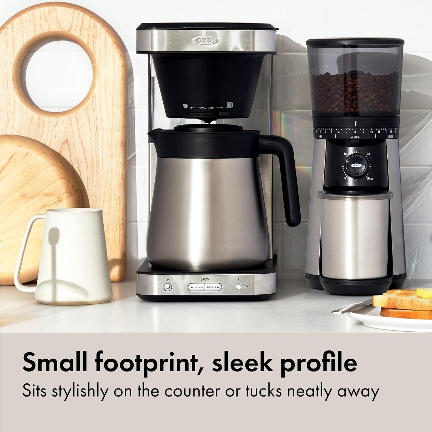 OXO Brew 8-Cup Coffee Maker - Single-Serve & Carafe, Thermal Stainless Steel, SCA Certified, view 6