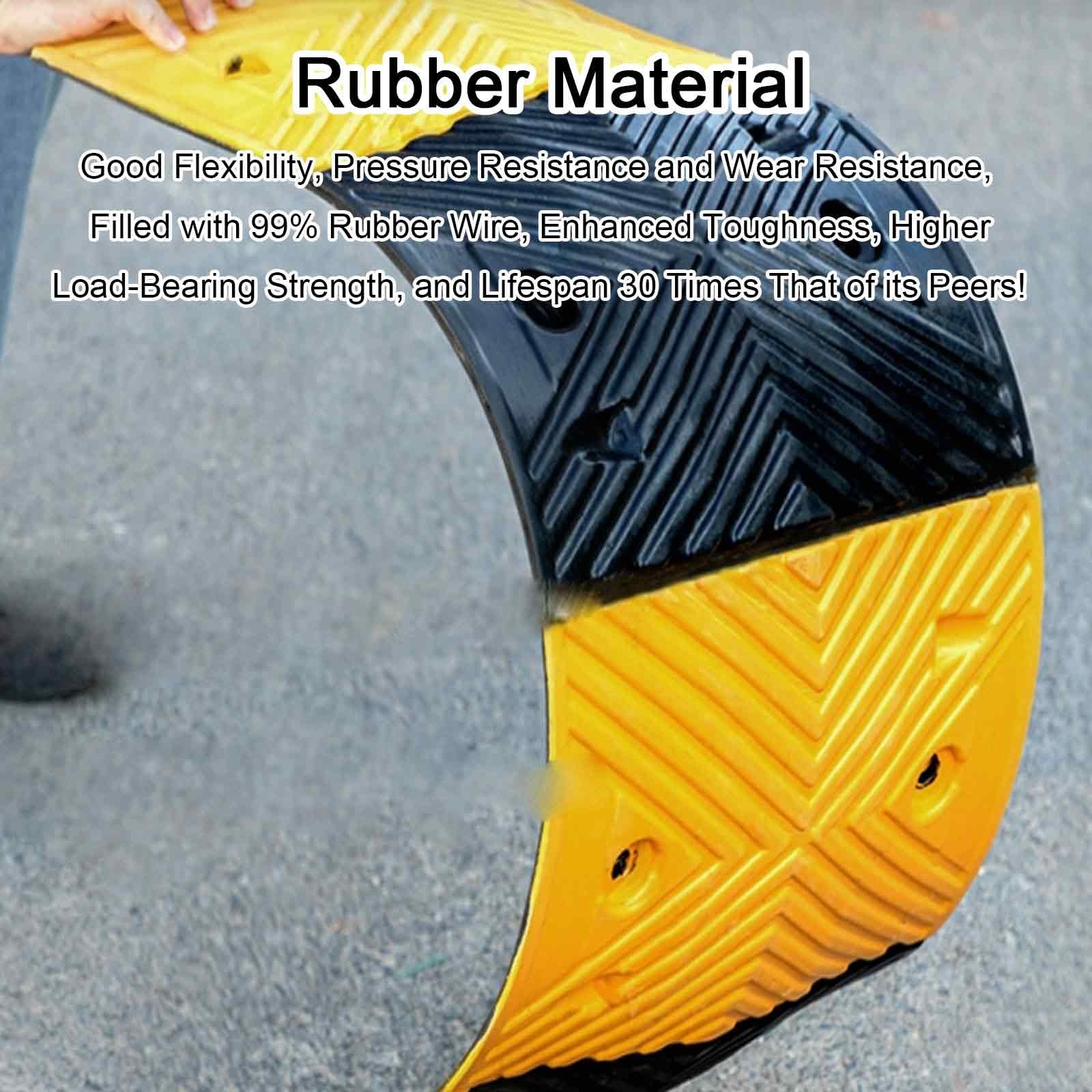Ralentisseurs en caoutchouc renforcé - Dossards modulaires antidérapants pour allées, routes et garages - Rampes de trottoir jaunes et noires (100 x 35 x 5 cm) - Améliorent la sécurité et la