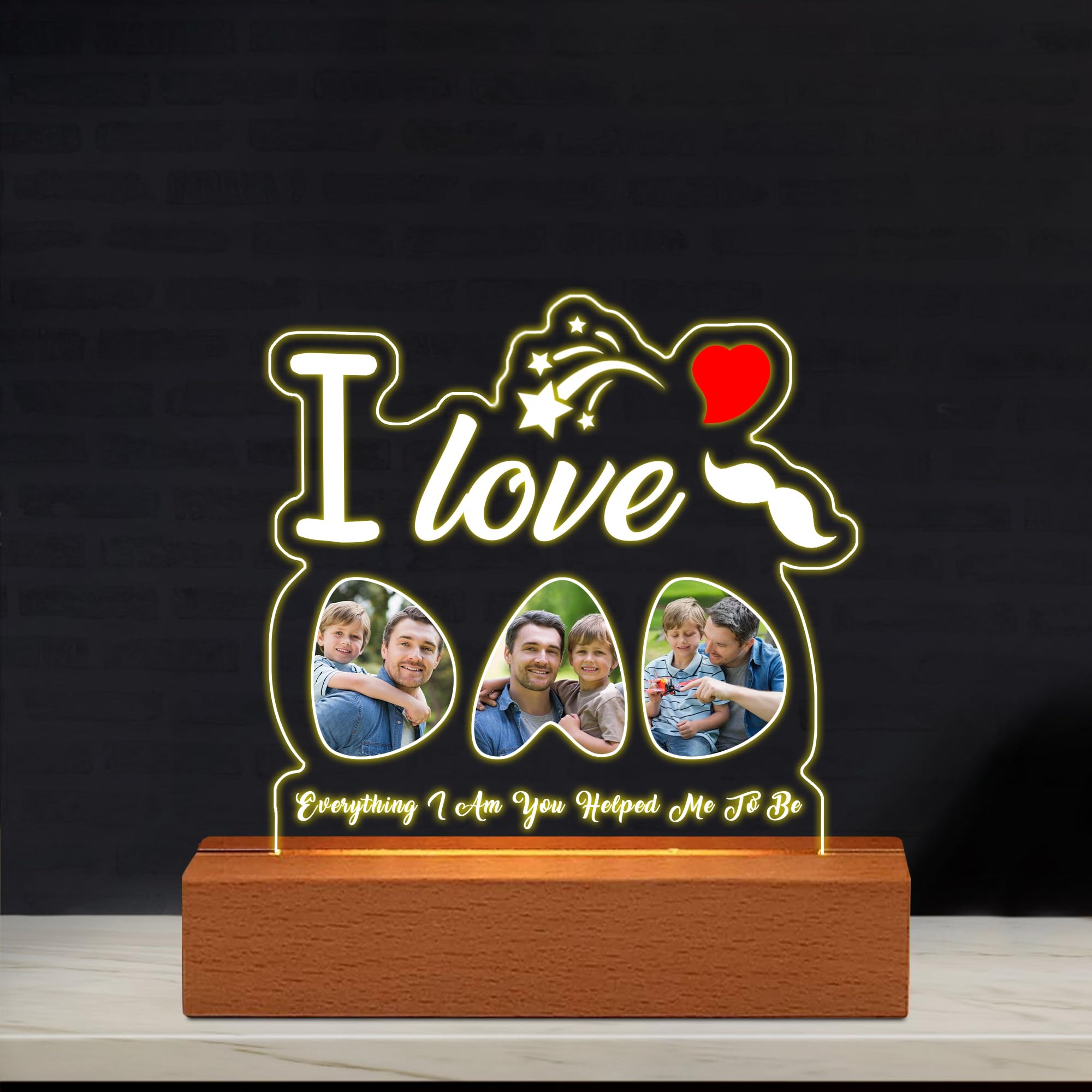 XIAO.Z Personalized I Love DAD Photo Night Light, Custom Picture DAD Lamp,Photo Fathers Day Light Gift,Customized dad Light,Personalized Fathers Day Night Light Gift for dad,papa,Daddy