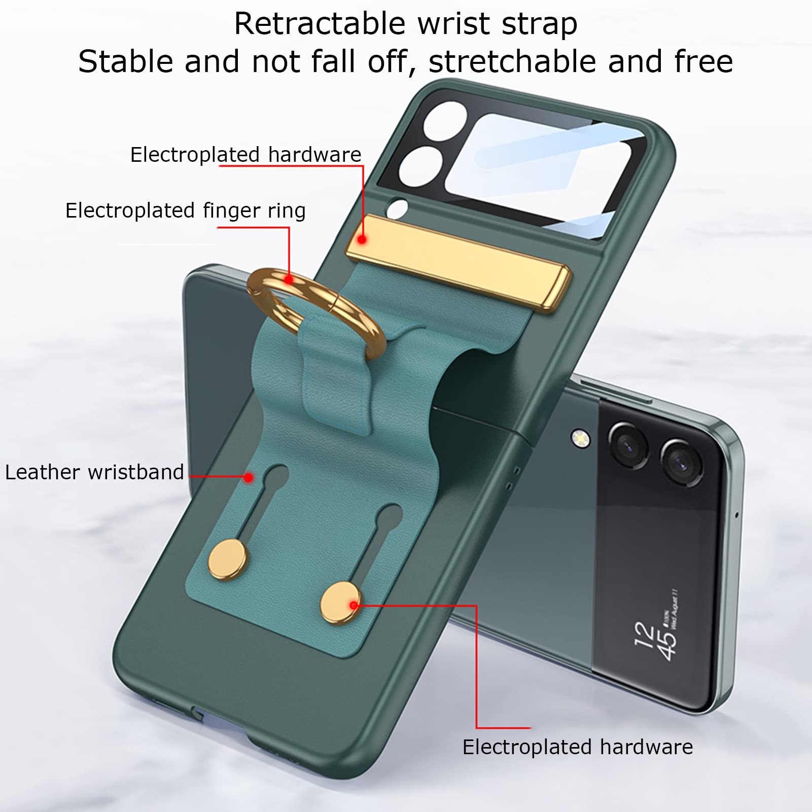 Custodia Per Samsung Galaxy Z Flip 4, Custodia Rigida Ultra Sottile in PC Con Protezione Della Lente E Staffa Per Il Dito, Custodia Protettiva Leggera Antiurto,Viola