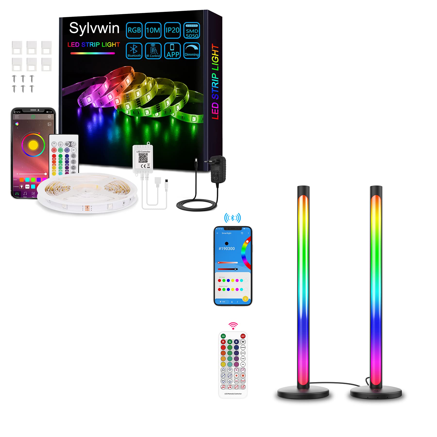 Amazon.com: sylvwin Smart LED Light Bars,Bluetooth APP Control Gaming  Lights with Music Sync&32.8ft,RGB Color Changing Led Lights Strip,SMD 5050  Dimmable Lighting with APP&Remote Control,Music Sync Led Lights Str : Tools  & Home
