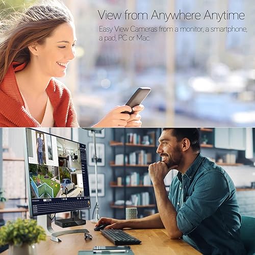 Miniatura 3 de xmartO Fov amplio de doble imagen Sistema de cámara de seguridad de 16 canales inalámbrico, 4 juegos de cámaras 2 en 1, NVR de vigilancia WiFi 6 de