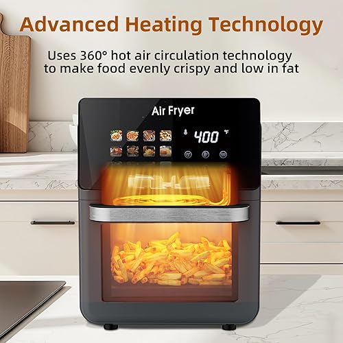 Miniatura 7 de 12 Qt Air Fryer Oven For Kitchen Use,12 in 1 Smart Convection Ovens,AirFryer With Glass View Window,Nonstick Basket,Removable Door,with Oil filter