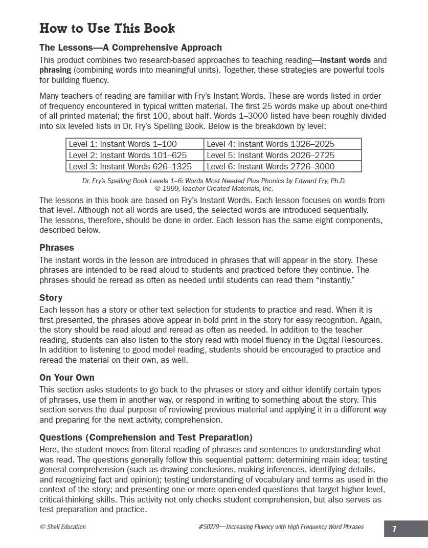 Increasing Fluency with High Frequency Word Phrases Grade 4