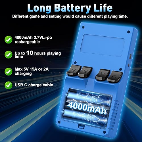 Miniatura 6 de Hugawello R40 MAX handheld device, 40000 in 1 high-definition gaming mini retro video console, 4-inch IPS screen, 256GB RAM, 45 built-in emulators,