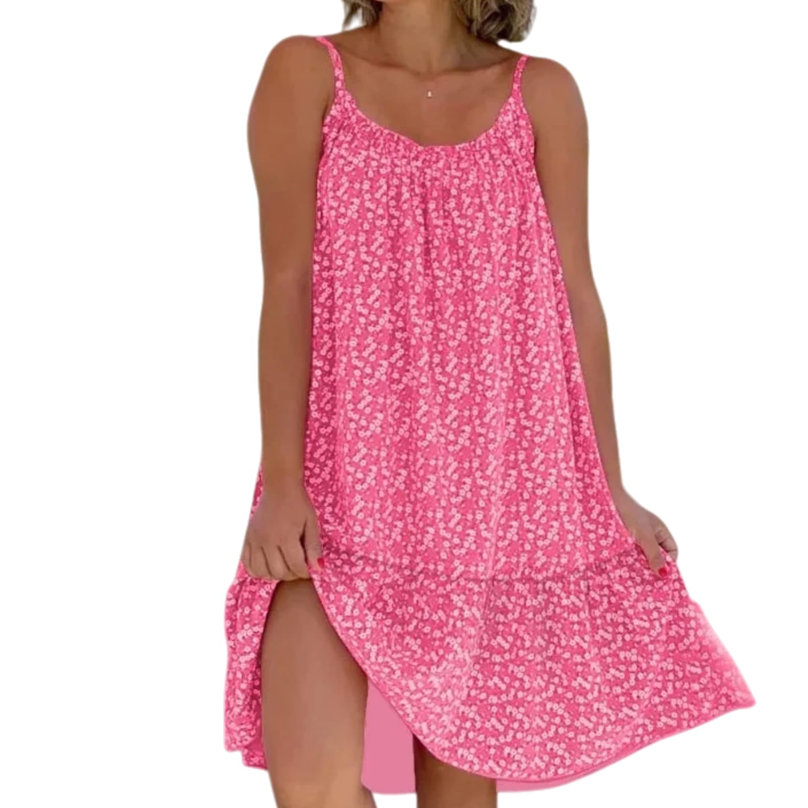Vestido de Chaleco sin Tirantes de Estilo Rural de Verano con Flores Florales y Tirantes