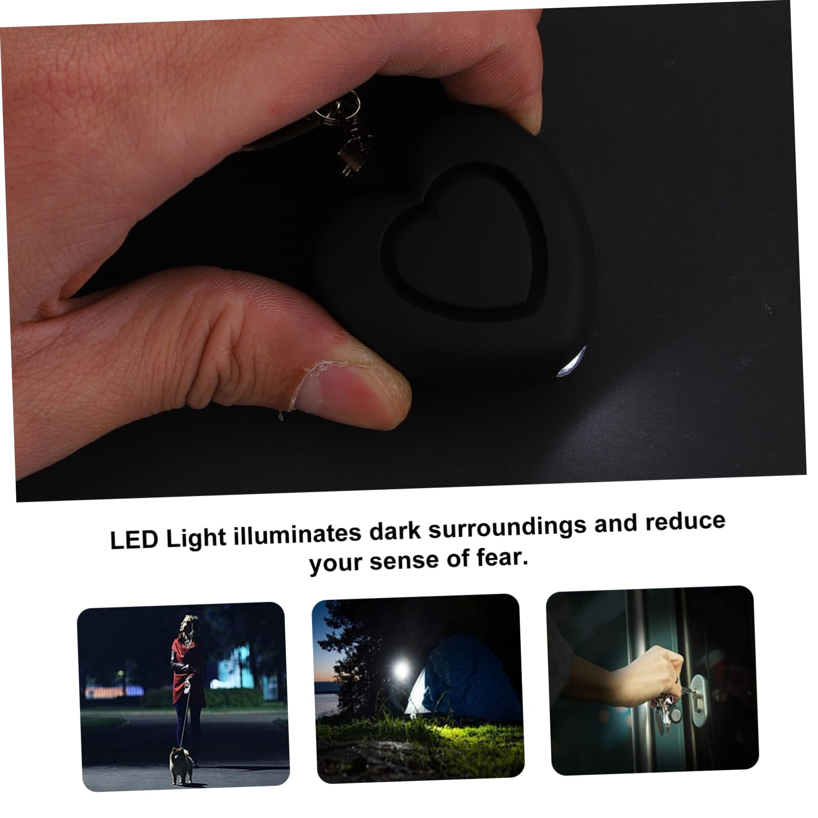UKCOCO 5piezas Alarma Personal Forma De Corazón con Luces Led Dispositivo De Seguridad Portátil para Mujeres para Correr De Noche Pasear Perros y Viajar