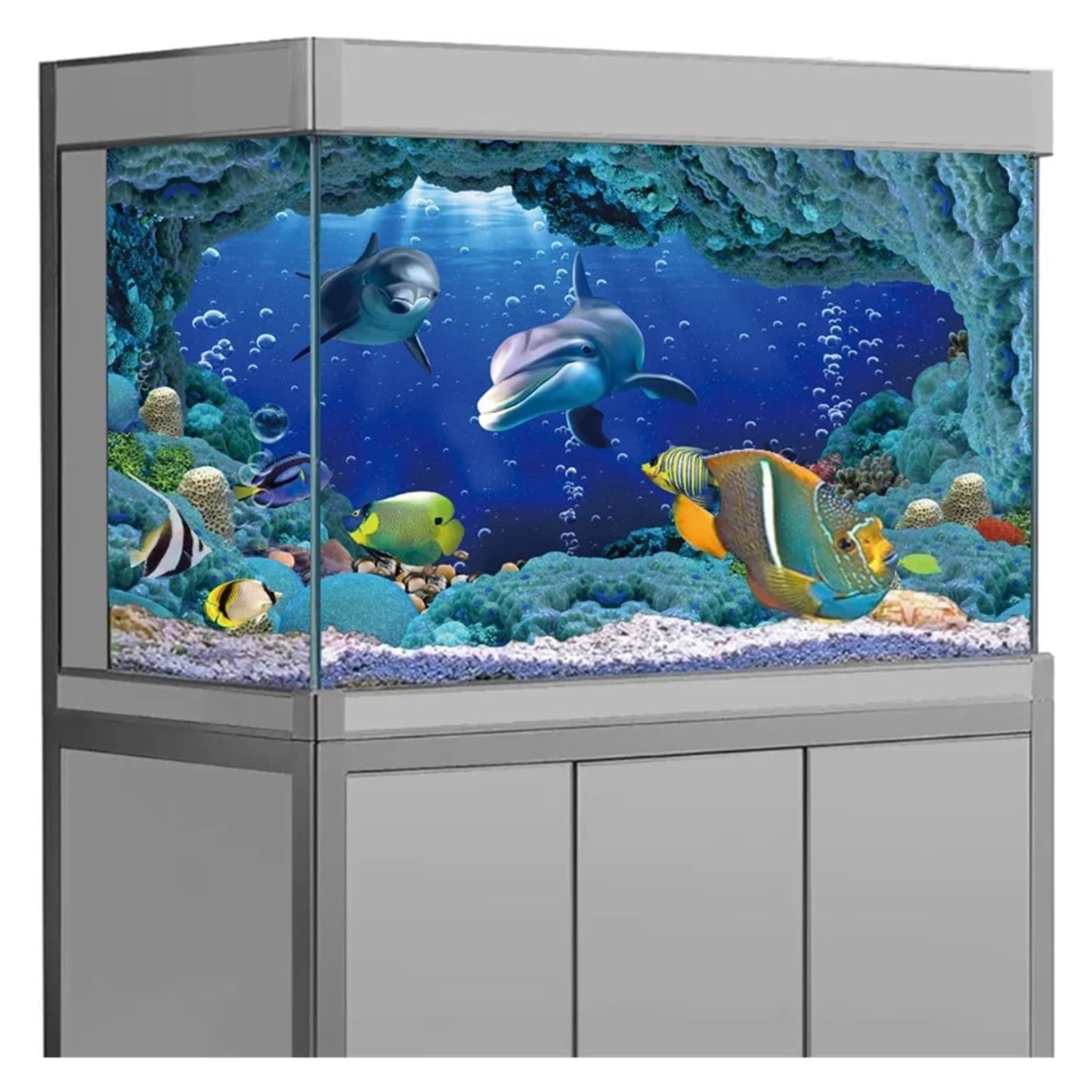 Fondo Acuario Adhesivo de Fondo for pecera, Paisaje Submarino, decoración Acuario PVC(BLUE2,50x90cm)