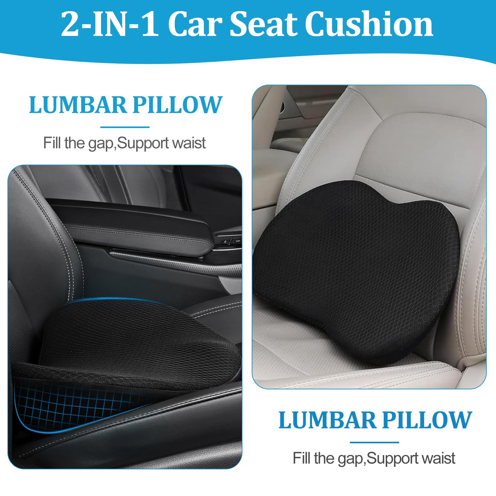 PRZRAO Cuscino Sedile Auto In Memory Foam - Cuscino A Cuneo, Antiscivolo, Per Viaggi Lunghi - Foto 2