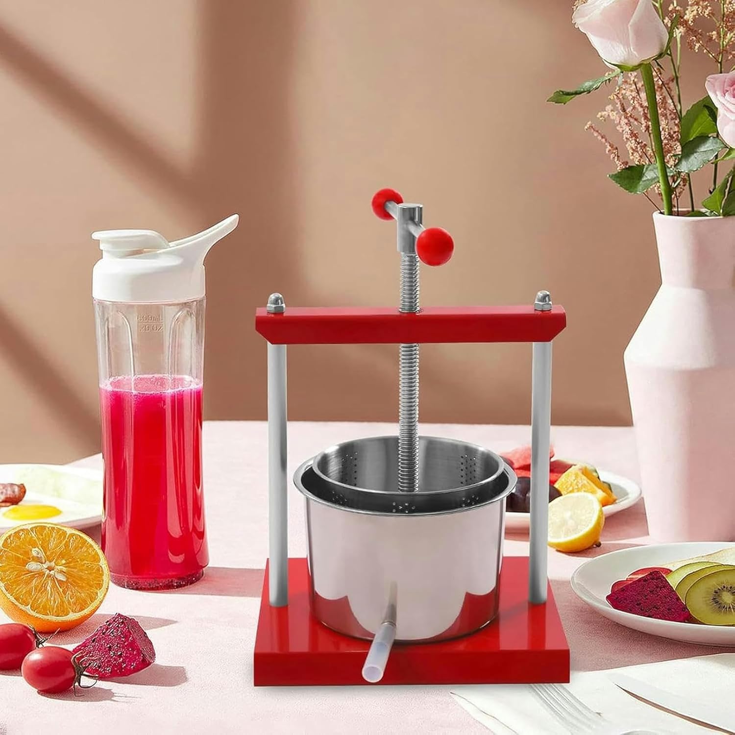 12 -Liter Fruit Wine Press, Grape Crusher, Hydraulic Cat Juice, Stainless Steel Fruits Press 304, Wine Cider, Vegetables, Fruit Crusher ~/