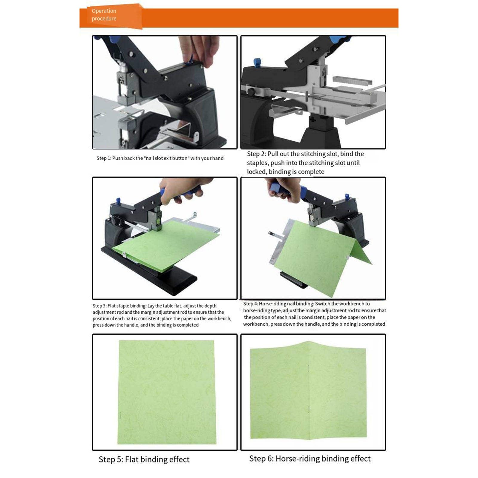 Raccoglitore per libretti, cucitrice piatta da scrivania, cucitrice manuale da 60 fogli per ufficio, casa, tipografia