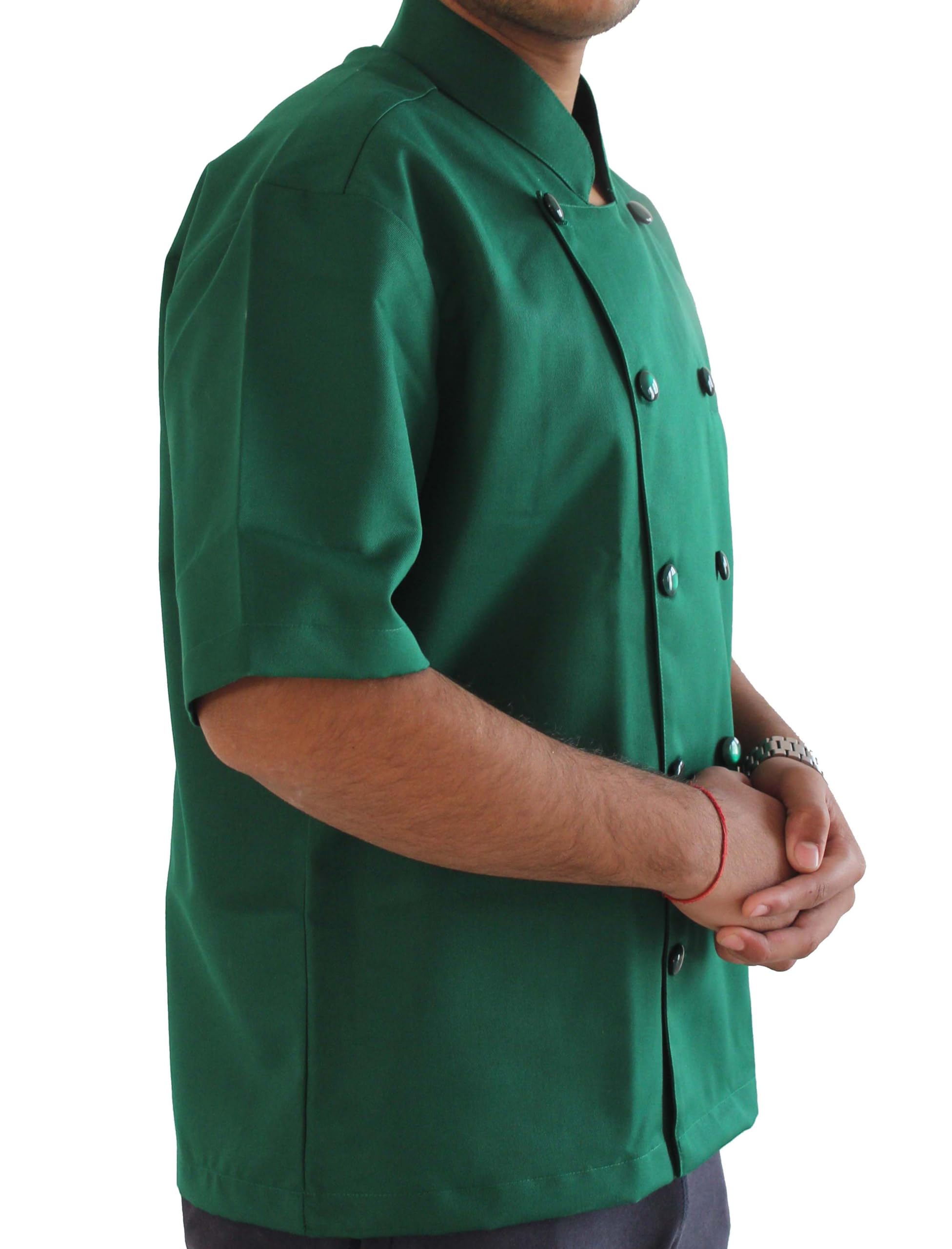 Unisex für Kochjacke, kurzärmelig, Gastronomie, Caterer, Bäcker (Farbe: schwarz, kontrastreiche Paspelierung, Größe: S-6XL)