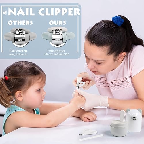 Miniatura 10 de Juego de cortaúñas para bebé con bonito estuche, kit de lima de uñas y uñas de los pies para manicura y pedicura para recién nacidos, regalo de aseo