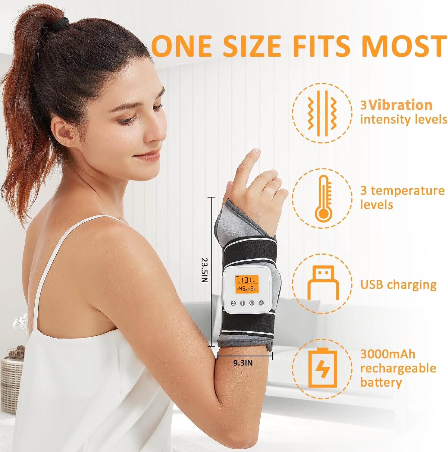 Wrist Heating Pad,Vibration Massager Heating Pad for Wrist,Cordless Heated Wrist Brace for Carpal Tunnel, Heating Wrist Wrap for Wrist Tendonitis,3 Vibration Mode,3 Heat Level - Image 5